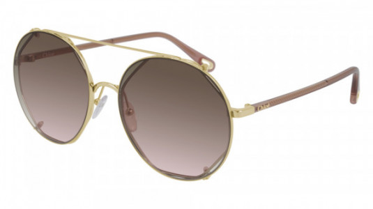 Chloé CH0041S Sunglasses, 003 - GOLD with BROWN temples and BROWN lenses