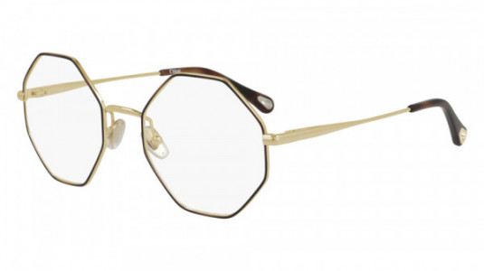 Chloé CH0022O Eyeglasses, 007 - HAVANA with GOLD temples and TRANSPARENT lenses