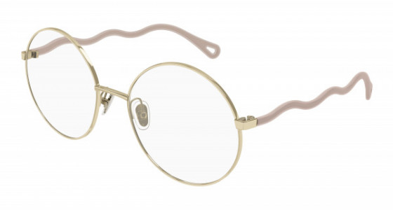 Chloé CH0057O Eyeglasses, 003 - GOLD with PINK temples and TRANSPARENT lenses