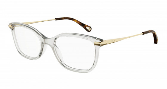 Chloé CH0059O Eyeglasses, 003 - PINK with GOLD temples and TRANSPARENT lenses
