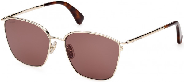 Max Mara MM0043 Design Sunglasses, 52E - Shiny Pale Gold, Shiny Classic Havana / Brown Lenses
