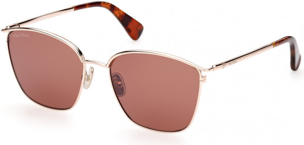 Max Mara MM0043 Design Sunglasses, 54E - Shiny Rose Gold, Shiny Orange Havana / Brown Lenses