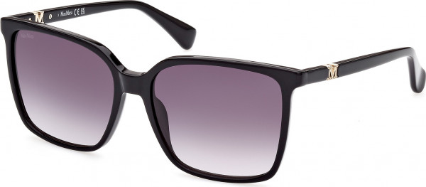Max Mara MM0046 EMME11 Sunglasses, 01B - Shiny Black / Shiny Black
