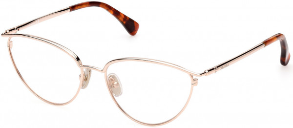 Max Mara MM5057 Eyeglasses, 028 - Shiny Rose Gold, Shiny Orange Havana