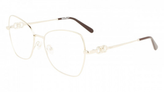 Ferragamo SF2221 Eyeglasses, (717) SHINY GOLD