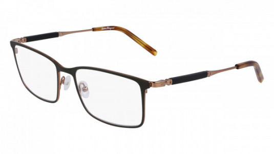 Ferragamo SF2574 Eyeglasses, (750) AMBER GOLD/OLIVE