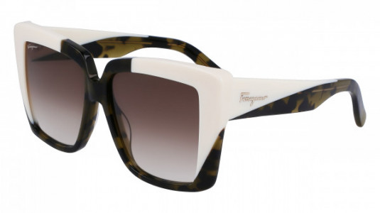 Ferragamo SF1060S Sunglasses, (341) GREEN TORTOISE/IVORY