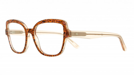 Vanni Colours V6521 Eyeglasses, orange and brown pattern on trasparent taupe base