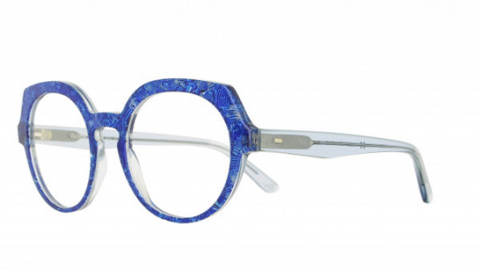 Vanni Colours V6522 Eyeglasses, blue pattern on transparent light blue
