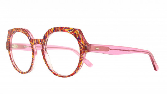Vanni Colours V6522 Eyeglasses, violet and red pattern on transparent pink base