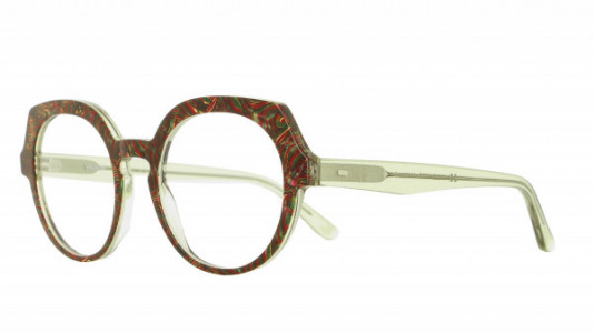 Vanni Colours V6522 Eyeglasses, dark green and burgundy pattern on transparent light green