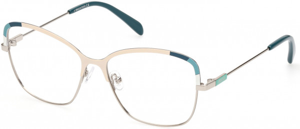 Emilio Pucci EP5202 Eyeglasses, 024 - Shiny Palladium With Cream, Blue And Turquoise Enamel, Shiny Blue
