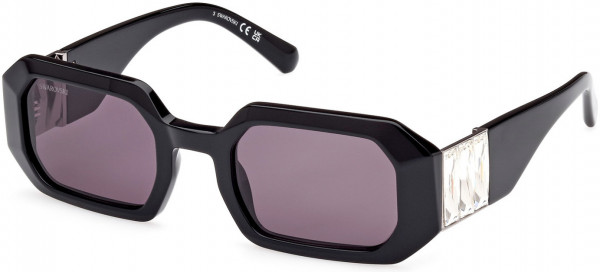 Swarovski SK0387 Sunglasses, 01A - Shiny Black  / Smoke