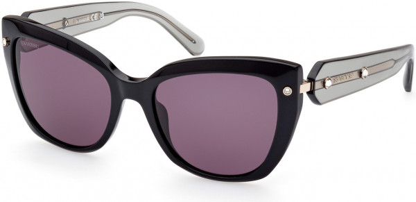 Swarovski SK0391 Sunglasses, 01A - Shiny Black  / Smoke