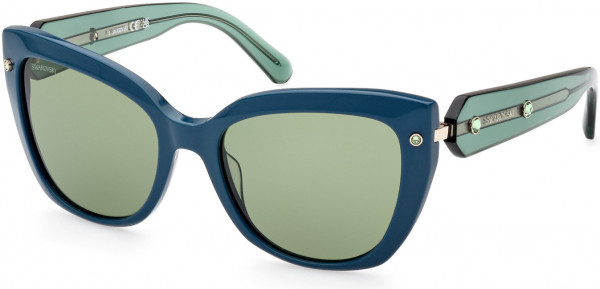 Swarovski SK0391 Sunglasses, 96N - Shiny Dark Green / Green