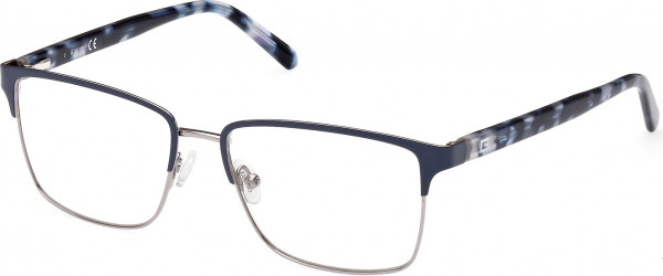 Guess GU50070 Eyeglasses, 092 - Shiny Dark Ruthenium / Blue/Havana