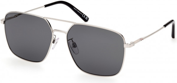 Bally BY0095-D Sunglasses, 16A - Shiny Palladium, Shiny Black / Smoke Lenses