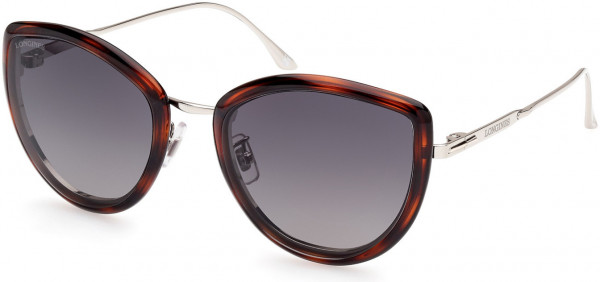 Longines LG0010-H Sunglasses, 52B - Shiny Classic Dark Havana, Shiny Palladium / Gradient Smoke Lenses