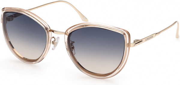 Longines LG0010-H Sunglasses, 72W - Shiny Transp Champagne, Shiny Pale Gold / Gradient Blue To Tan Lenses
