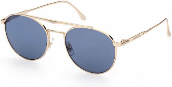 Longines LG0021 Sunglasses, 32V - Shiny Pale Gold / Blue Mirror Lenses
