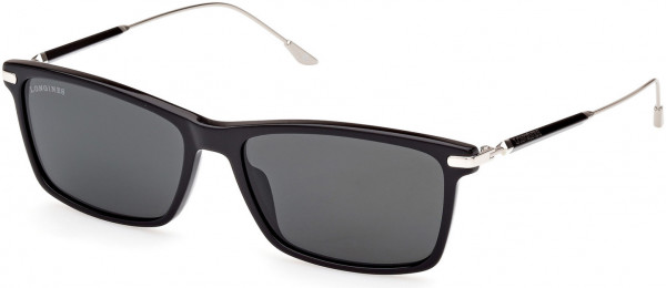 Longines LG0023 Sunglasses, 01A - Shiny Black, Shiny Palladium  / Smoke Lenses
