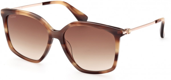 Max Mara MM0055 Jewel3 Sunglasses, 48F - Shiny Striped Camel, Shiny Rose Gold / Gradient Brown Lenses