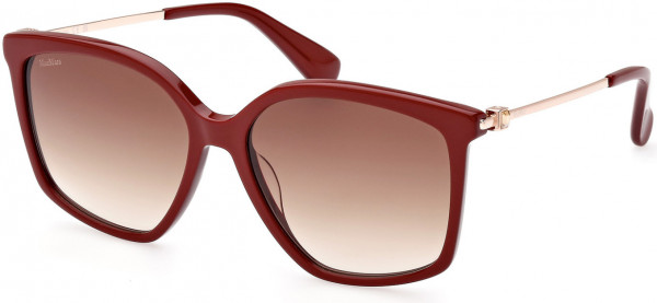Max Mara MM0055 Jewel3 Sunglasses, 66F - Shiny Burgundy, Shiny Rose Gold / Gradient Brown Lenses