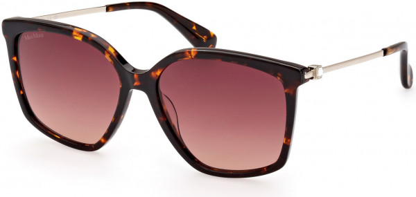 Max Mara MM0055-F Sunglasses, 52F - Shiny Classic Havana, Shiny Rose Gold / Gradient Brown Lenses