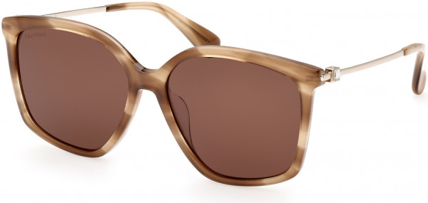 Max Mara MM0055-F Sunglasses, 56E - Shiny Striped Brown, Shiny Pale Gold / Brown Lenses