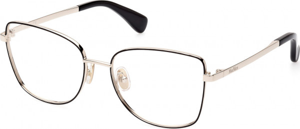 Max Mara MM5074 Eyeglasses, 005 - Shiny Black / Shiny Pale Gold