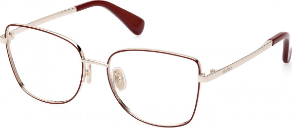 Max Mara MM5074 Eyeglasses, 068 - Shiny Dark Red / Shiny Pale Gold