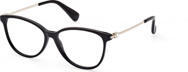 Max Mara MM5078 Eyeglasses, 001 - Shiny Black / Shiny Pale Gold