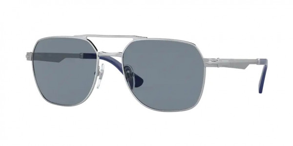 Persol PO1004S Sunglasses, 518/56 SILVER LIGHT BLUE (SILVER)