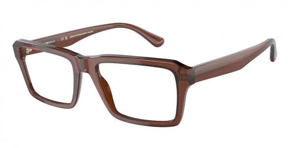 Emporio Armani EA3206 Eyeglasses, 5044 SHINY TRANSPARENT BROWN (BROWN)