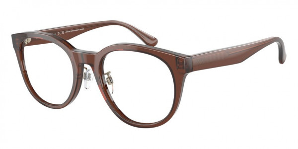 Emporio Armani EA3207F Eyeglasses, 5044 SHINY TRANSPARENT BROWN (BROWN)