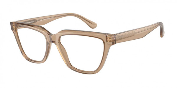 Emporio Armani EA3208 Eyeglasses, 5069 SHINY TRANSPARENT BROWN (BROWN)