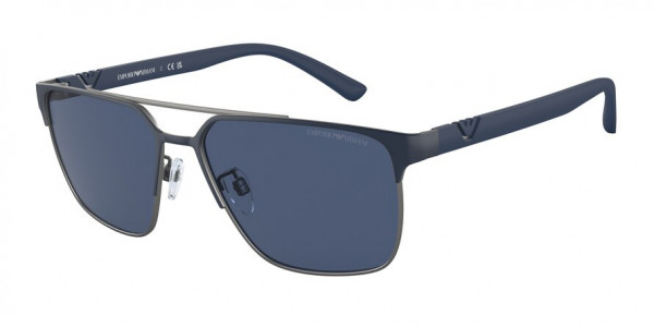 Emporio Armani EA2134 Sunglasses, 316280 MATTE BLUE/GUNMETAL DARK BLUE (BLUE)