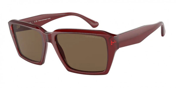 Emporio Armani EA4186 Sunglasses, 507573 SHINY TRANSPARENT RED DARK BRO (RED)