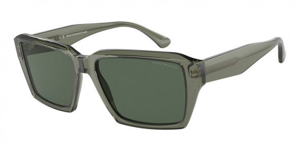 Emporio Armani EA4186F Sunglasses, 536271 SHINY TRANSPARENT GREEN DARK G (GREEN)