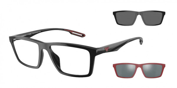 Emporio Armani EA4189U Sunglasses, 50171W SHINY BLACK CLEAR (BLACK)