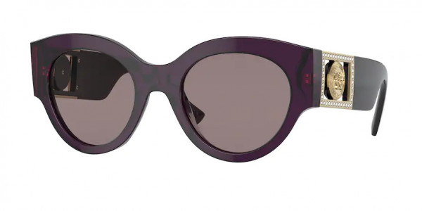 Versace VE4438B Sunglasses, 53847N TRANSPARENT PLUM PURPLE BROWN (VIOLET)