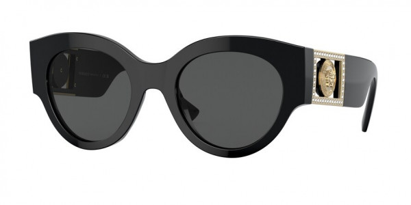 Versace VE4438BF Sunglasses, GB1/87 BLACK DARK GREY (BLACK)