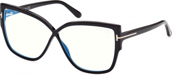 Tom Ford FT5828-B Eyeglasses, 001 - Shiny Black / Shiny Black