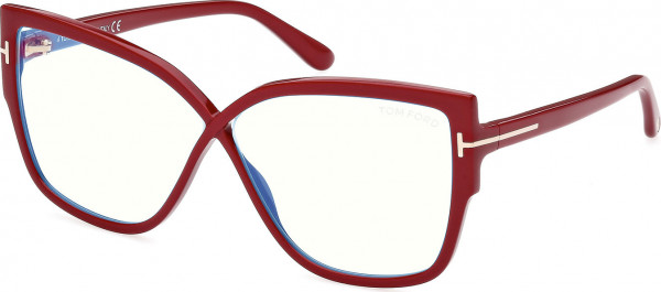 Tom Ford FT5828-B Eyeglasses, 066 - Shiny Dark Red / Shiny Dark Red