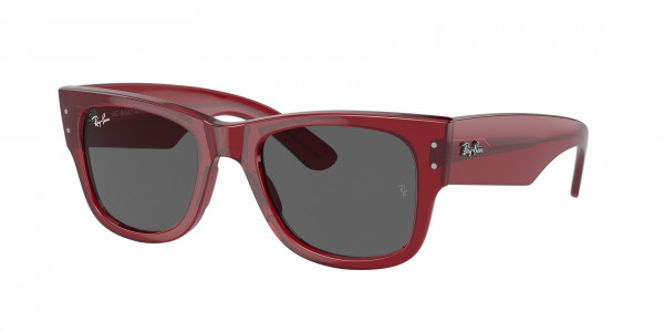 Ray-Ban RB0840S MEGA WAYFARER Sunglasses, 6679B1 MEGA WAYFARER TRANSPARENT RED (RED)