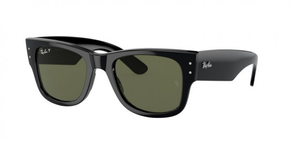 Ray-Ban RB0840SF MEGA WAYFARER Sunglasses, 901/58 MEGA WAYFARER BLACK GREEN POLA (BLACK)