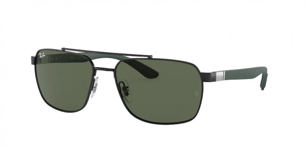 Ray-Ban RB3701 Sunglasses, 002/71 BLACK DARK GREEN (BLACK)