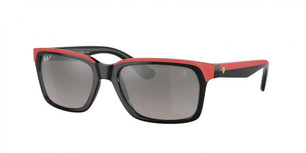 Ray-Ban RB4393M Sunglasses, F6015J BLACK ON RUBBER RED GREY MIR G (BLACK)