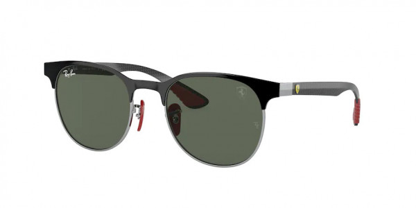 Ray-Ban RB8327M Sunglasses, F06071 BLACK ON SILVER DARK GREEN (BLACK)