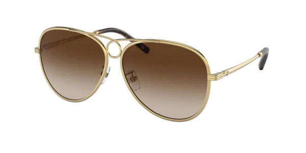 Tory Burch TY6093 Sunglasses, 330413 SHINY GOLD BROWN GRADIENT (GOLD)